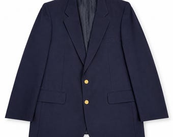 Burberrys Prorsum Vintage Navy Blue Wool Blazer Gold Knight Buttons Coat