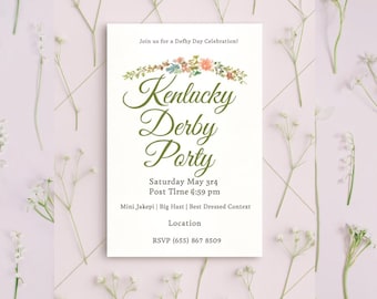 Kentucky Derby Party Invitation, Editable Canva Template, Horse Race Invite (Digital Download)