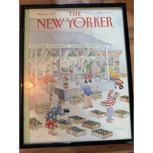 Vintage May 6 1985 The New Yorker Framed Cover Anne Burgess Garden Shop Art image 3