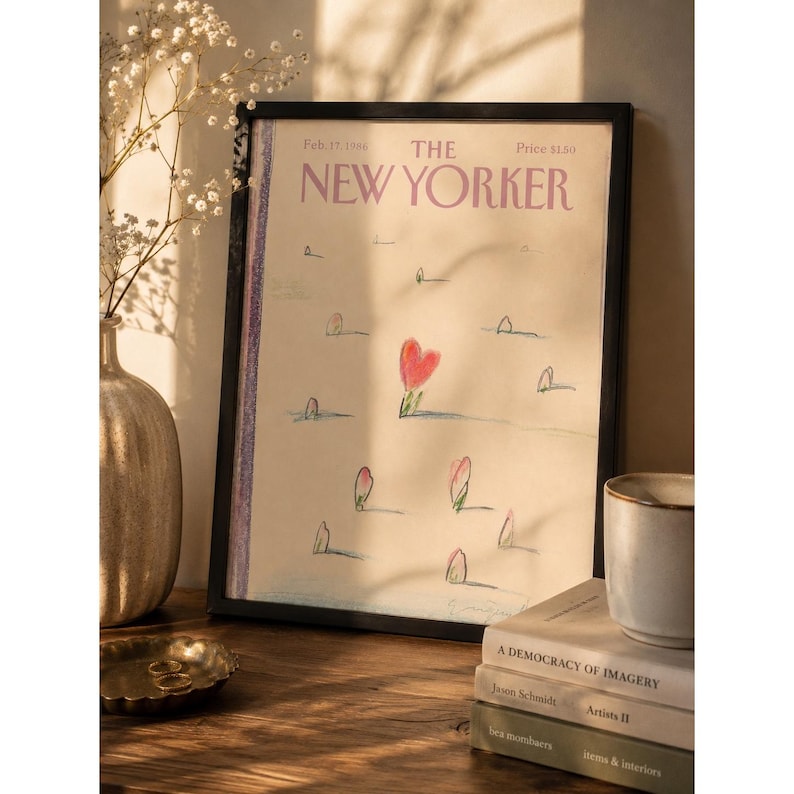 Portada enmarcada de la revista The New Yorker del 17 de febrero de 1986, ilustración de un corazón. imagen 1