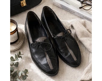 Jonathan Richards 10 zwarte leren Oxford-damesschoenen met veters, Portugal