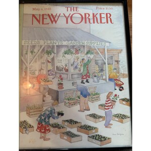 Vintage May 6 1985 The New Yorker Framed Cover Anne Burgess Garden Shop Art image 4