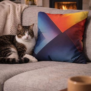 Taie d'oreiller carrée imitation daim à dégradé géométrique flèche | Jeté coloré abstrait