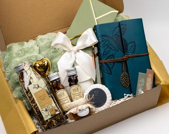 Tea Gift Box for Her, Cozy Tea & Treats Care Package, Relaxation Gift Basket, Birthday Gift for Mom Sister Best Friend, Thinking of You Gift