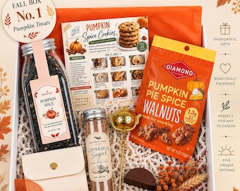 Fall Gift Box for Her, Cozy Autumn Care Package, Pumpkin Gift Basket, Coffee & Tea Gift, Fall Birthday Gift