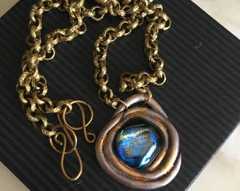 Glass Pendant on a Brass Chain