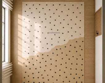 Luxus Handgefertigter Wollteppich, Moderner Polka Dot Teppich, Minimalistischer Skandinavischer Teppich, Handgetufteter Neutraler Teppich