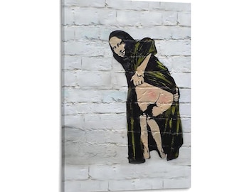 Banksy Mona Lisa Bum Pintura sobre lienzo Arte de pared Póster Imagen Impresión Decoración de paredes de sala de estar Pósteres para el hogar