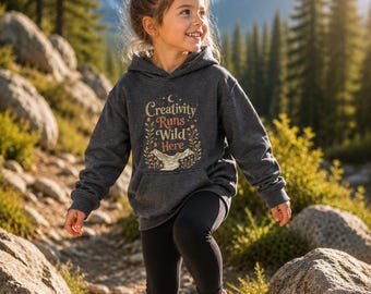 Creativity Runs Wild Here Youth Hoodie | Floral Boho | Kids Sweatshirt