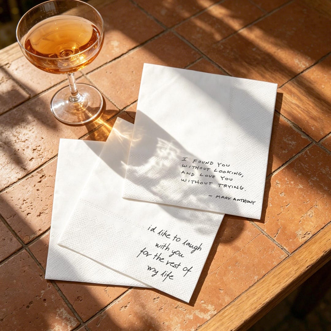Custom Love Note Handwriting Napkins, Personalized Trivia Napkins for ...