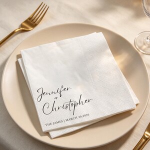 Personalized Monogram Napkins, Custom Wedding or Engagement Napkins, Elegant Rehearsal Dinner & Bridal Shower Party Decor image 9