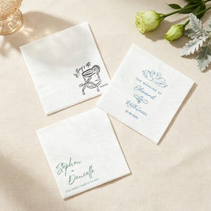 Personalized Monogram Napkins, Custom Wedding or Engagement Napkins, Elegant Rehearsal Dinner & Bridal Shower Party Decor image 2