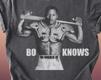 Bo Knows T-Shirt, Vintage 1990s Sports Icon, Distressed Retro Football Baseball Legend, Athletic Fan Tee Shirt, Minimalist Graphic