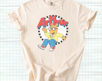Comfort Colors Arthur Cartoon Character T-Shirt, PBS Kids TV Show Tee, Retro Aardvark Design, 90s Nostalgia, Kids Animated Series