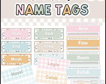 Boho Breeze Locker or Desk Name Tags - Editable