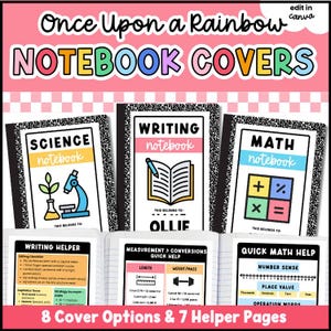 Es war einmal ein Regenbogen – Notizbuch- und interaktives Deckblatt – Bearbeitbar