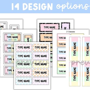 Pastel Vibes Locker or Desk Name Tags - Checkered & Composition Style image 9