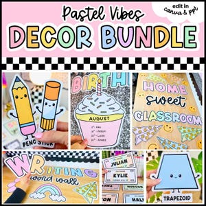 Pastel Vibes Classroom Decor Bundle - Checkered Smiley Composition