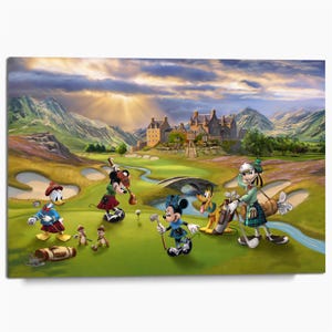 Gita di golf scozzese di Topolino e Minnie, poster del film anime su tela, regalo per la casa per bambini e adulti, decorazione per soggiorno e camera da letto