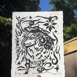 7x9 Sheep in Wolf’s Clothing Linocut Block Print