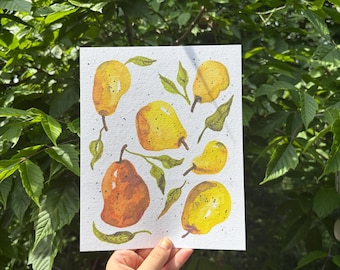 Impression giclée d'art aquarelle poires 8 x 10