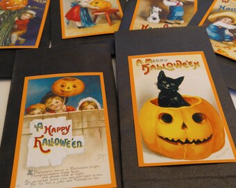 halloween treat bags 15 halloween kids school party favors candy treat bags trick treat bags victorian postcards vintage inspired treat bags