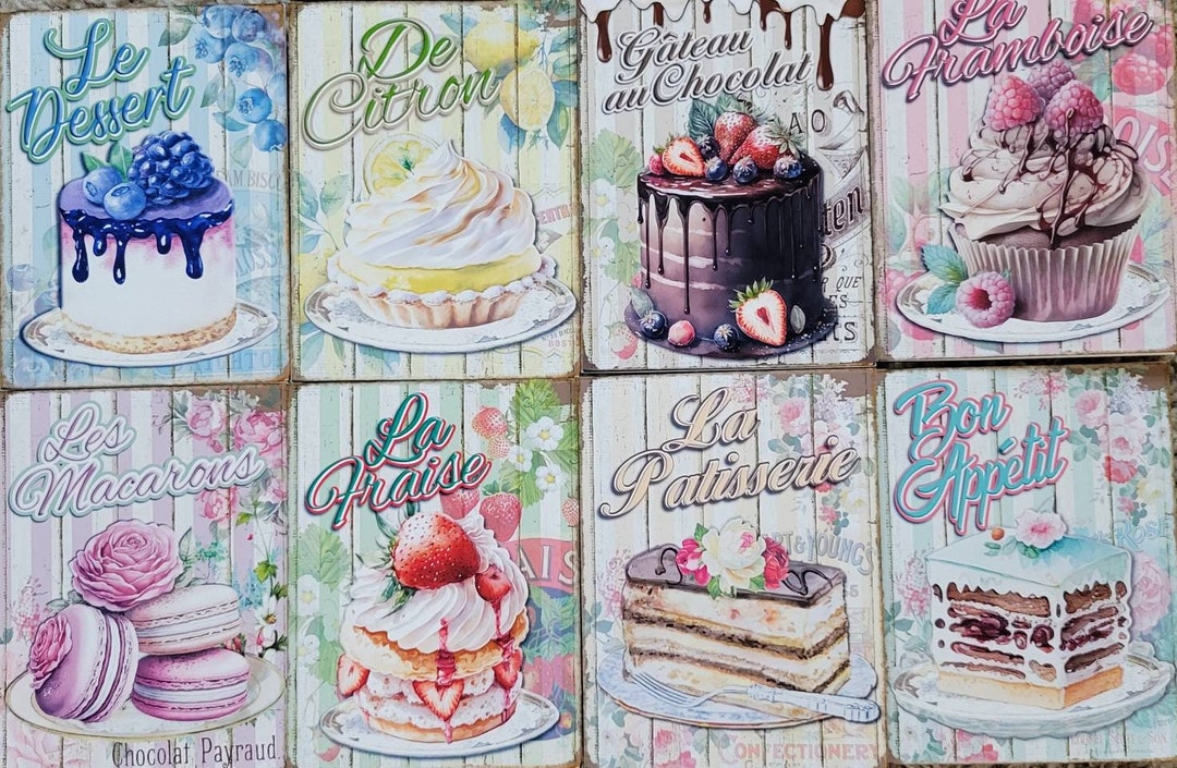 French Desserts Note Cards Vintage Inspired Shabby Chic Blank Note ...
