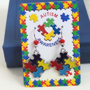 Autism Awareness Puzzle Charm Earrings Aspergers ASD Support Awareness Earrings