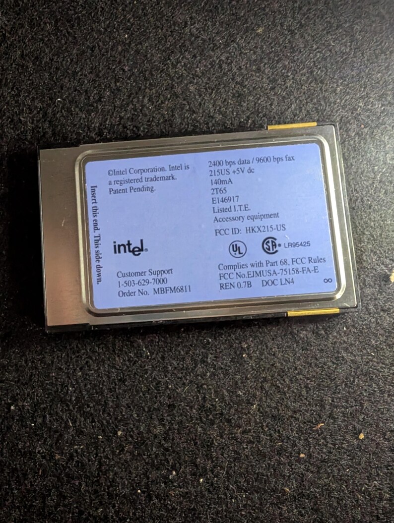 1992 INTEL FAXMODEM 24/96 PCMCIA Card - Etsy Canada