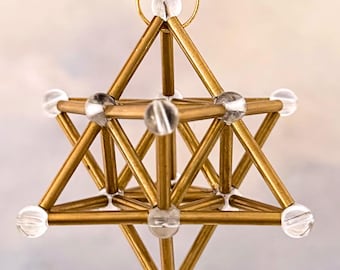 Llavero Merkaba de cuarzo transparente: amuleto de cristal de tetraedro estrella 3D de geometría sagrada, regalo de protección espiritual.
