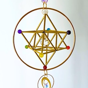 Handmade Merkaba Suncatcher 7 Chakras Sacred Geometry Energy Alignment Tool  Spiritual Meditation Decor