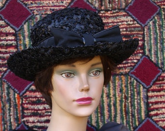 Vintage Black Woven Hat