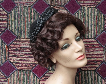 Vintage Straw and Tulle Halo Hat