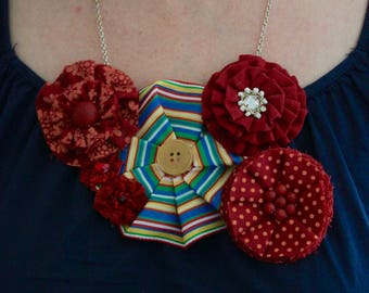 handmade rosette necklace