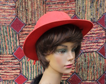 Vintage Red Cloth Pith Helmet Hat