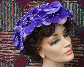 Vintage Velvet Purple Flower Hat