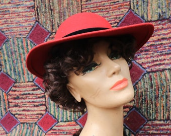 Vintage Red Wide Brim Hat