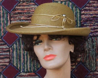Vintage Gold Brown Straw Hat