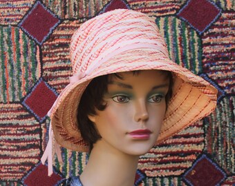 Vintage Pink and Red Cloche Bucket Hat