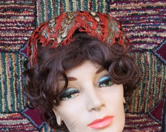 Vintage Feather Clamp Cap Hat