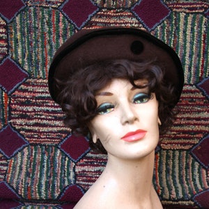 Vintage Brown Wool and Velvet Beret