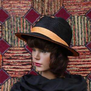 Vintage Black Straw Hat