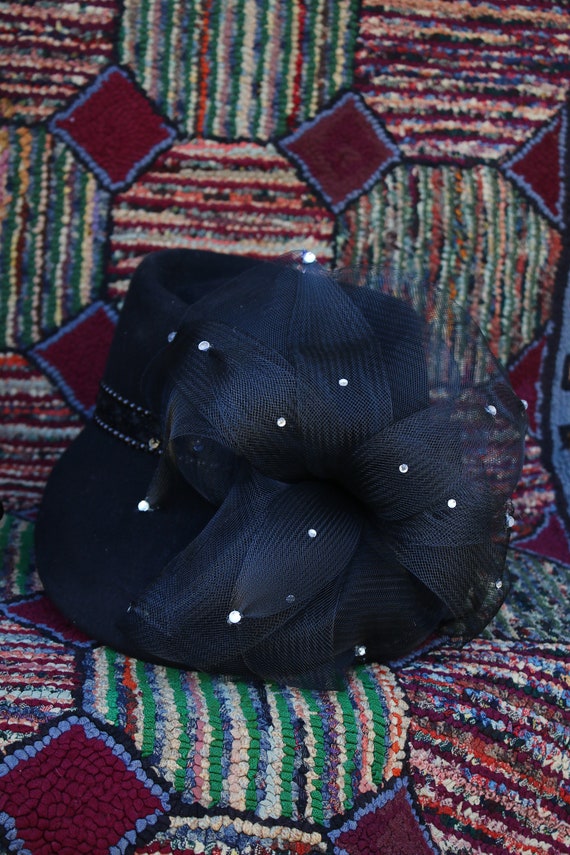 Vintage Black Felt Derby Hat - image 10