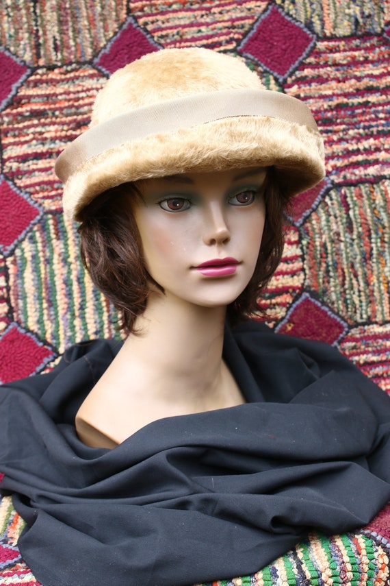 Vintage Felt Fur Camel Color Hat - image 1