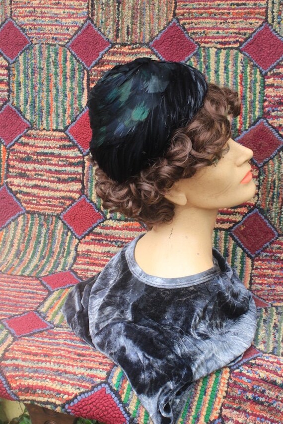 Vintage Black Feather Hat