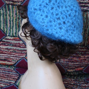 Vintage Handcrochet Electric Blue Beret Hat image 4