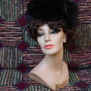 Vintage Black Rabbit Fur Ushanka Hat image 10