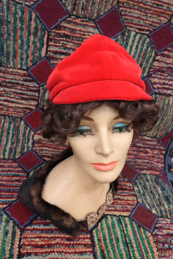Vintage Velvet Newsboy Cap - image 7