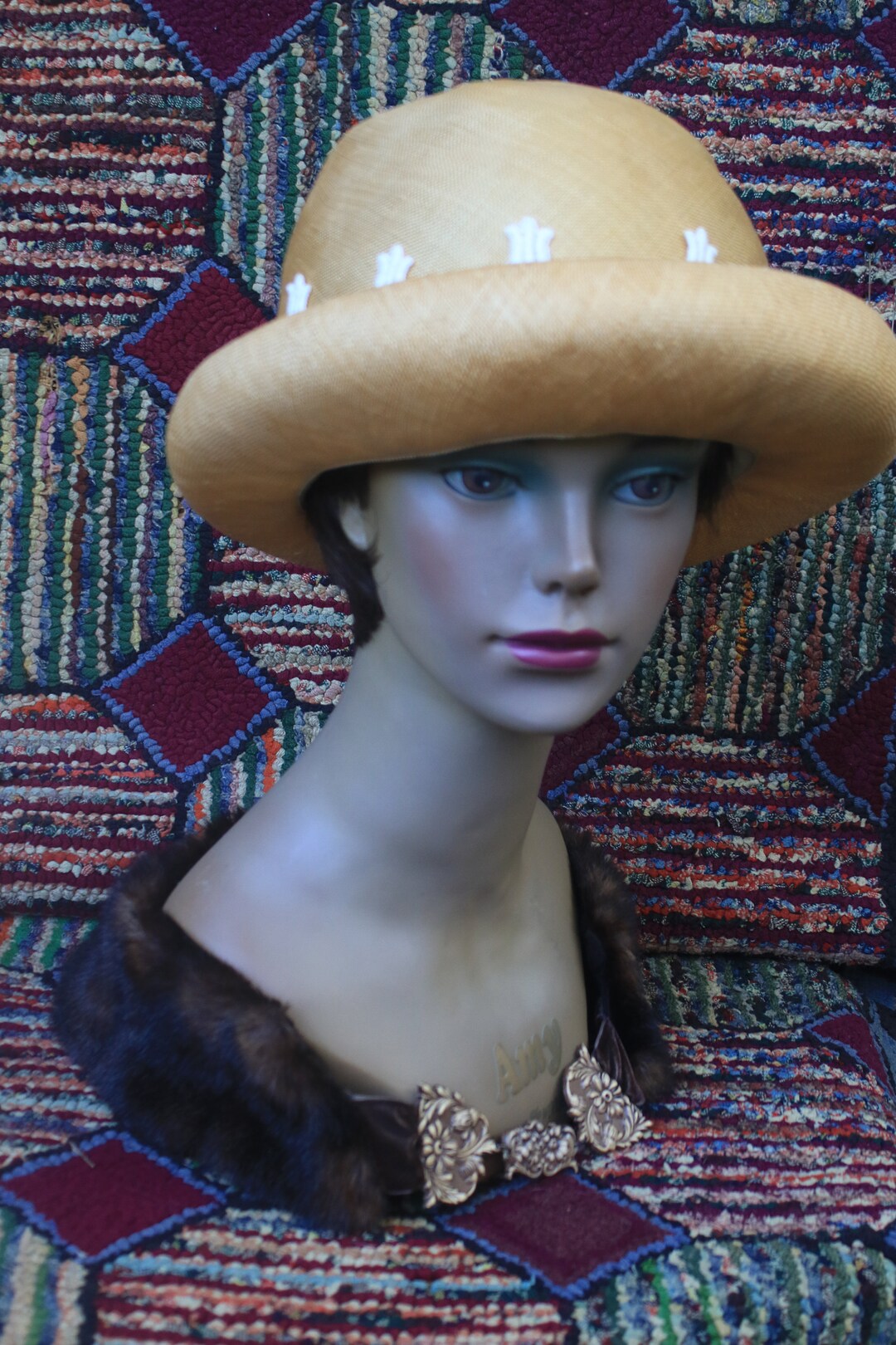 Vintage Straw Hat With Lace Trim Etsy