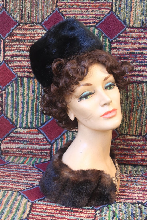 Black Mink Pillbox Hat